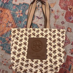 Tory Burch Tan and Brown Patterned Tote